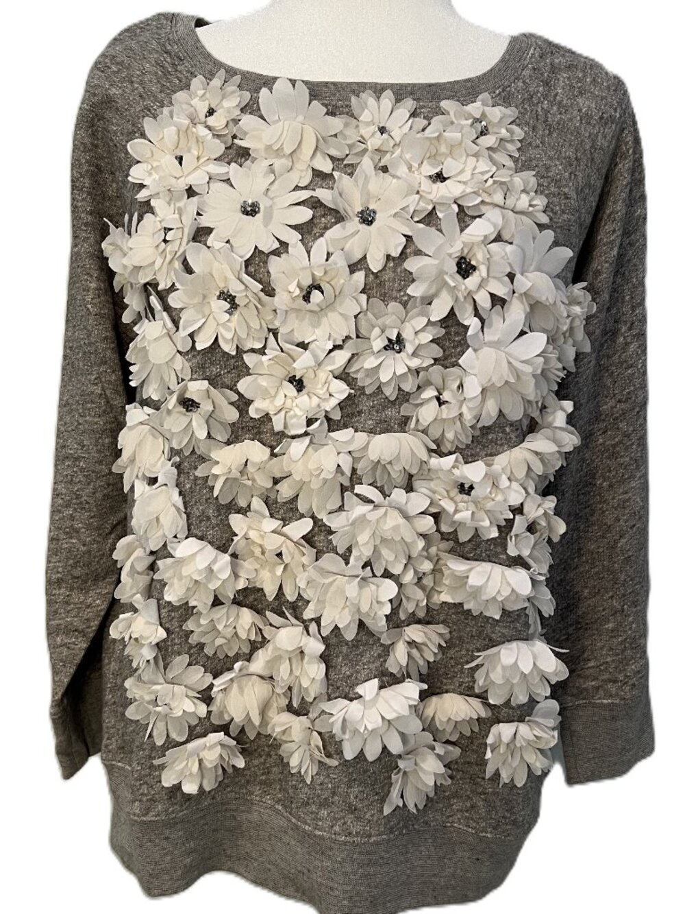 J.CREW | Chiffon Sequin Flower Sweatshirt